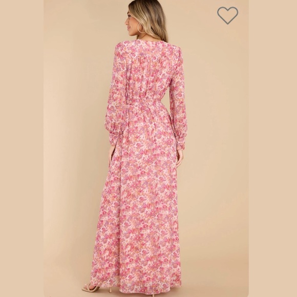 Pink Floral Wrap Style Maxi Dress - Picture 4 of 4